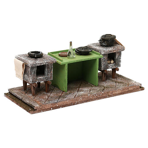 Miniature kitchen with counter and pots 10x25x10 cm, 12 cm nativity 3