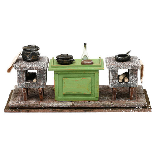 Miniature kitchen with counter and pots 10x25x10 cm, 12 cm nativity 4