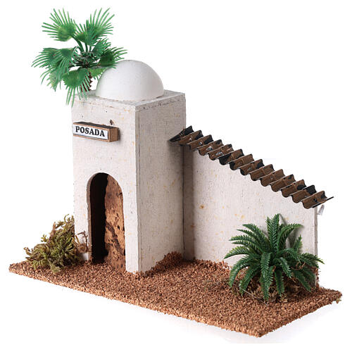 Dom w stylu arabskim z drewna, do szopki 5 cm, 15x20x10 cm 3