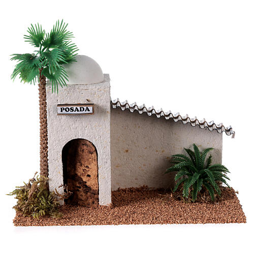 Miniature house Arab-style in wood, for 5 cm nativity 15x20x10 cm 1