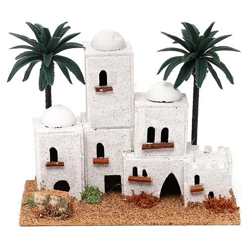 Arabischer Wohnblock mit Palmen für Krippe 15x20x10cm 1