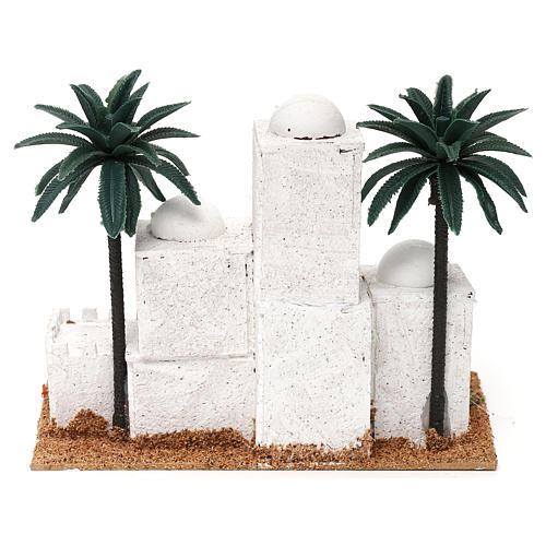 Arabischer Wohnblock mit Palmen für Krippe 15x20x10cm 4
