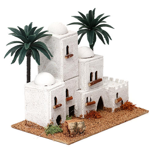 Aldeia em estilo árabe com palmeira 15x20x10 cm para presépio com figuras de 4 cm de altura média 3