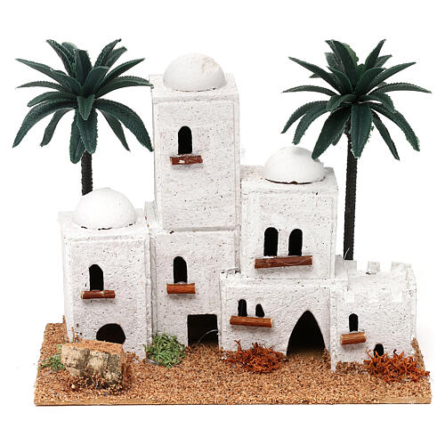 Arab village with palms 4 cm nativity 15x20x10 cm 1