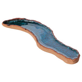 Kleiner Fluss mit Kurve für Krippe glasierte Keramik 5x25x10cm