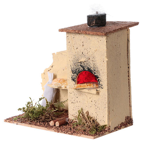 Bread oven in cork with flame effect in miniature, 10x10x5 cm 2