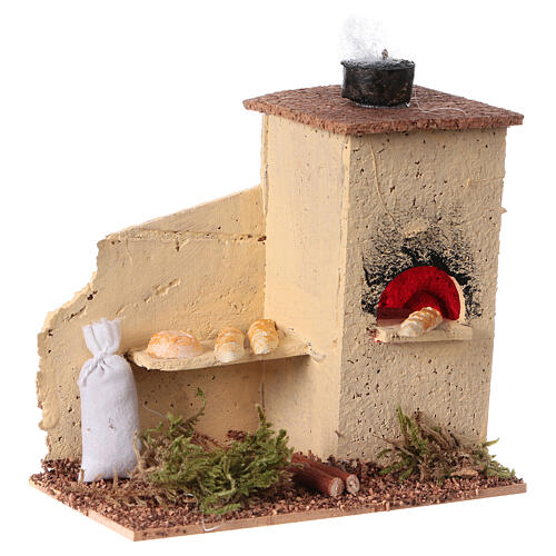 Bread oven in cork with flame effect in miniature, 10x10x5 cm 3