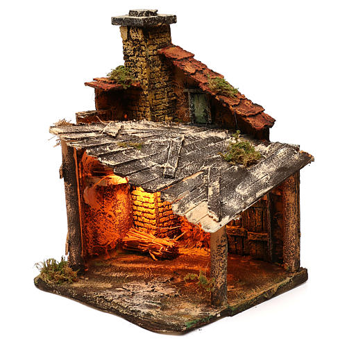 Hut with light for Nativity scene 30x30x40 cm 2