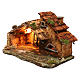 Hut with light and flame effect lamp for Nativity scene 40x25x25 cm s2
