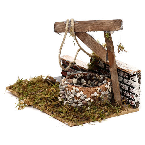 Miniature water well with bucket for nativity, 15x10x10 cm 2