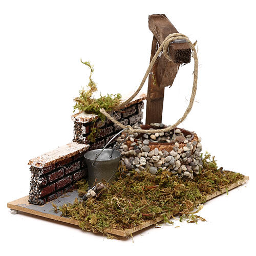 Miniature water well with bucket for nativity, 15x10x10 cm 3