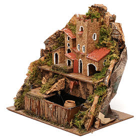 Settings, houses, workshops, wells: Fountain with pump, village for Nativity scene 20x15x20 cm