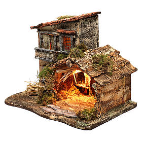 Capanna con luce per presepe 35x25x30 cm
