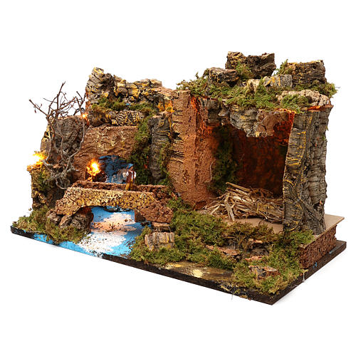 Hut with lights for Nativity scene 50x30x35 cm 2