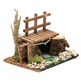 Fluss mit Holzbrücke 13x10x10cm für Krippe | Online Verfauf auf HOLYART