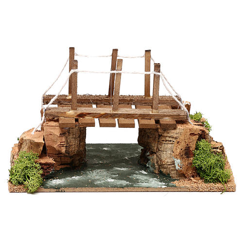 Fluss mit Holzbrücke 20x15x15cm für Krippe 1