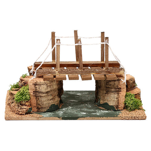 Fluss mit Holzbrücke 20x15x15cm für Krippe 4