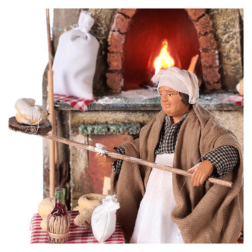 Forno luce tremolante e fornaio presepe 15 cm 2