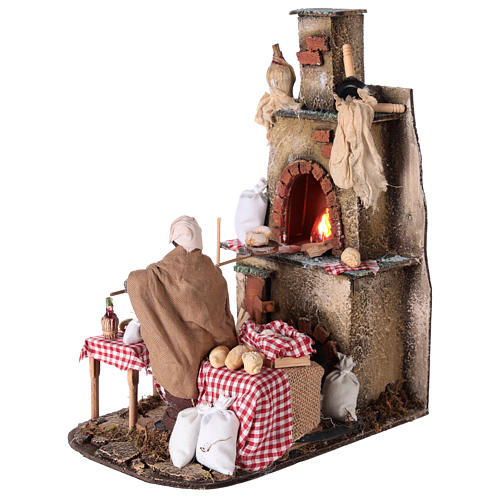 Forno luce tremolante e fornaio presepe 15 cm 3
