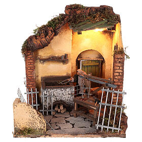 Blacksmith shop in miniature with tools and movement, 12 cm