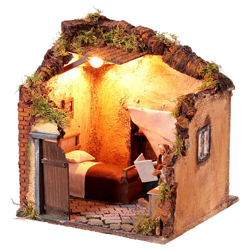 Décor chambre à coucher avec santons mouvement 14 cm 2