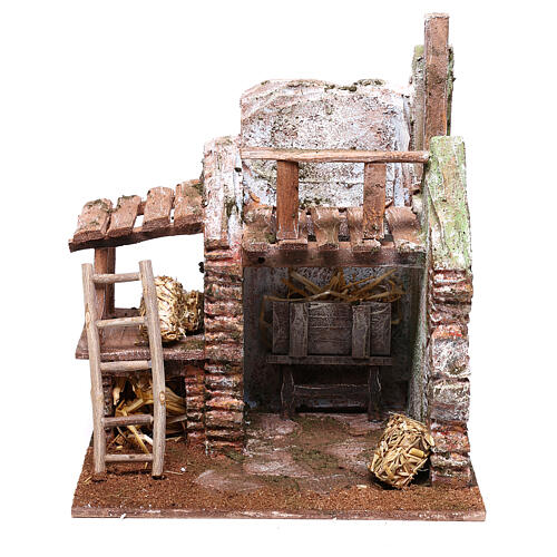 Rustic barn figurine 20x20x15 cm for 10 cm nativity set 1