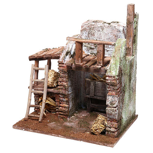 Rustic barn figurine 20x20x15 cm for 10 cm nativity set 2