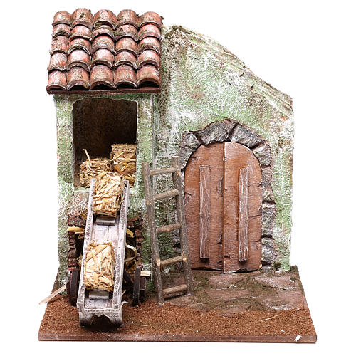 Barn with accessory for Nativity scene of 10 cm 20x20x15 cm 1