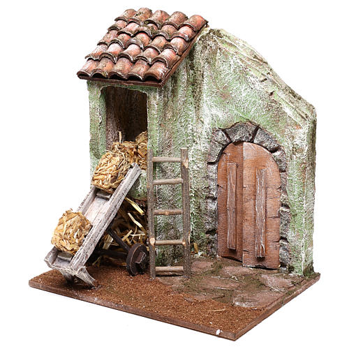 Barn with accessory for Nativity scene of 10 cm 20x20x15 cm 2