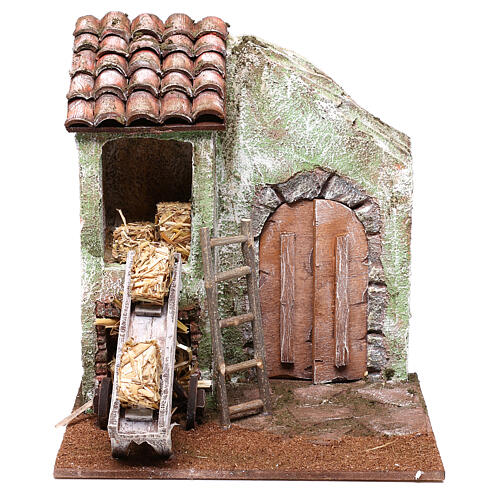 Miniature barn with accessories, 10 cm nativity 20x20x15 cm 1