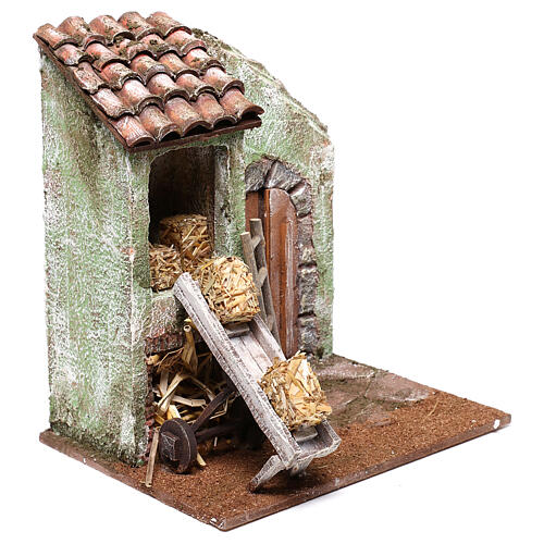 Miniature barn with accessories, 10 cm nativity 20x20x15 cm 3