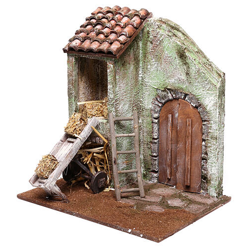 Miniature barn 25x25x20 cm for 12 cm nativity scene 3