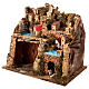 Borgo illuminato su montagna con grotta e fienile presepe 9 cm s2