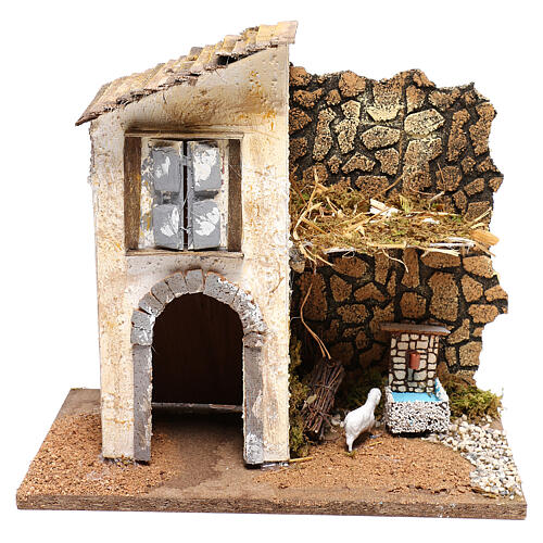 Miniature house with fountain and sheep, 11 cm nativity 1