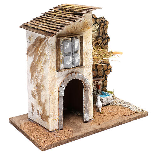 Miniature house with fountain and sheep, 11 cm nativity 3