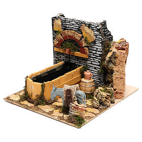 Working fountain and donkey Nativity scenes 10 cm