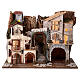Village with staircase, lights and stable Nativity scenes 8 cm s1