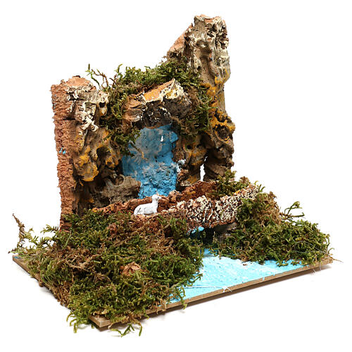 Miniature waterfall with goat on bridge, 6 cm nativity 3