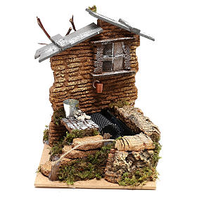 Fontaine électrique en maçonnerie avec sceau pour crèche de 11 cm