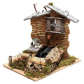 Fontaine électrique en maçonnerie avec sceau pour crèche de 11 cm