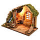 Wooden hut with working side waterfall Nativity scene 14 cm s2