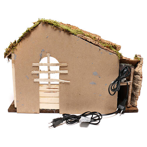 Wooden nativity stable with miniature waterfall, 14 cm nativity 4
