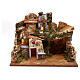 Rustic nativity village with house and working wind mill, 9 cm s1