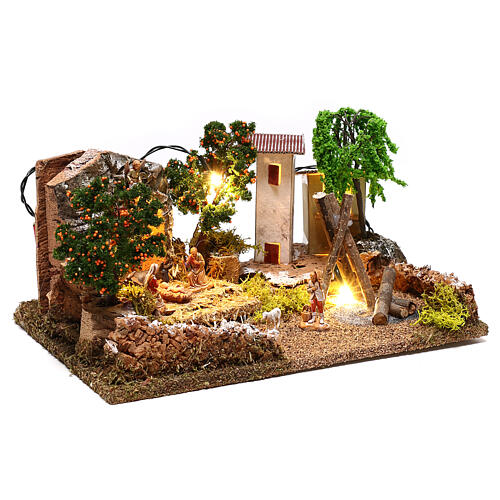 Nativity village with Holy Family 10x25x20 cm, 3-4 cm statues 3