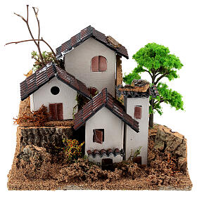 Piccolo borgo 15x20x15 cm ambientazione presepe 3-4 cm