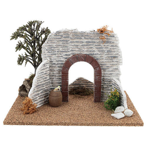 Miniature arch with wall 15x25x15 cm, 8-10 cm nativity 1