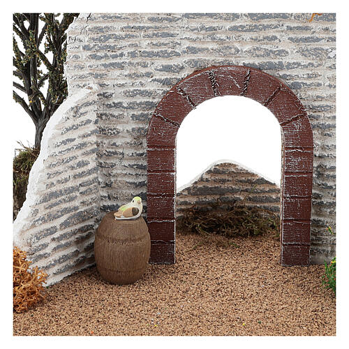 Miniature arch with wall 15x25x15 cm, 8-10 cm nativity 2