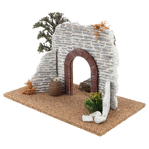 Miniature arch with wall 15x25x15 cm, 8-10 cm nativity 3