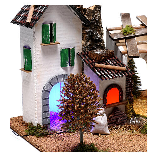 House with lighted farm 25x35x30 cm, 8 cm nativity (low volt.) 3