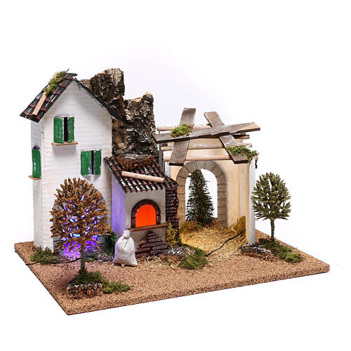 Caserío con granja iluminada 25x35x30 cm belén 8 cm (baja tensión) 6